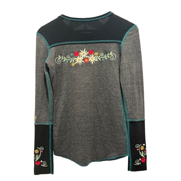 Alp N Rock Embroidered Long Sleeve Cotton Blend Top Size 1 (XS) Made In USA - Picture 4 of 10